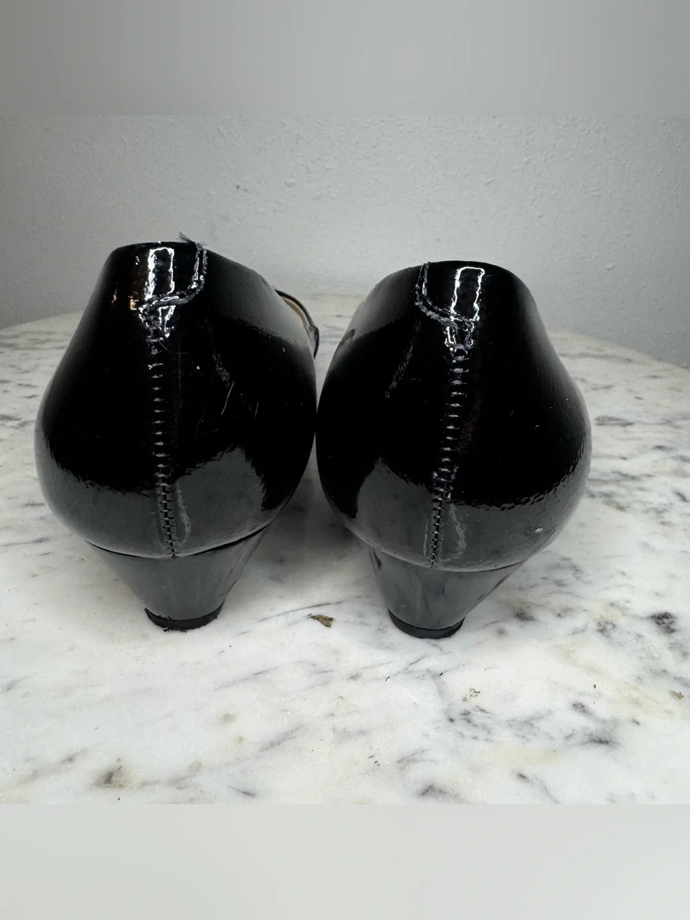 Talbots Wedges Size 9 black Patent Leather Made in Brazil